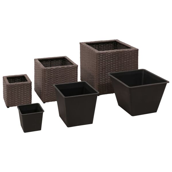 vidaXL Lits sur&eacute;lev&eacute;s de jardin 3 pcs R&eacute;sine tress&eacute;e Marron