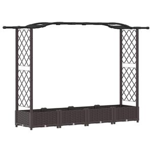 vidaXL Lit &Eacute;lev&eacute; avec Treillis et Toit Marron 207 x 40 x 126 cm PP