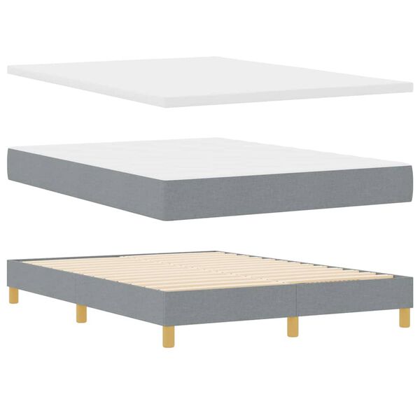 vidaXL Lit &agrave; ressorts avec matelas Gris clair 160 x 200 cm tissu