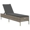 vidaXL Chaise longue avec coussin gris r&eacute;sine tress&eacute;e