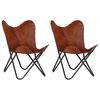 vidaXL Chaises papillon lot de 2 taille d'enfants cuir v&eacute;ritable