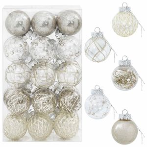 vidaXL Ensemble de boules de No&euml;l 30 pc Champagne &Oslash; 6 cm PET