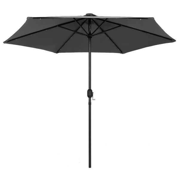 vidaXL Parasol de jardin et lumi&egrave;res LED m&acirc;t en aluminium anthracite
