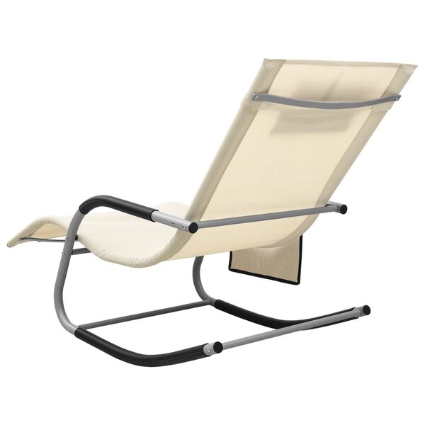 vidaXL Chaise longue textilène crème et gris