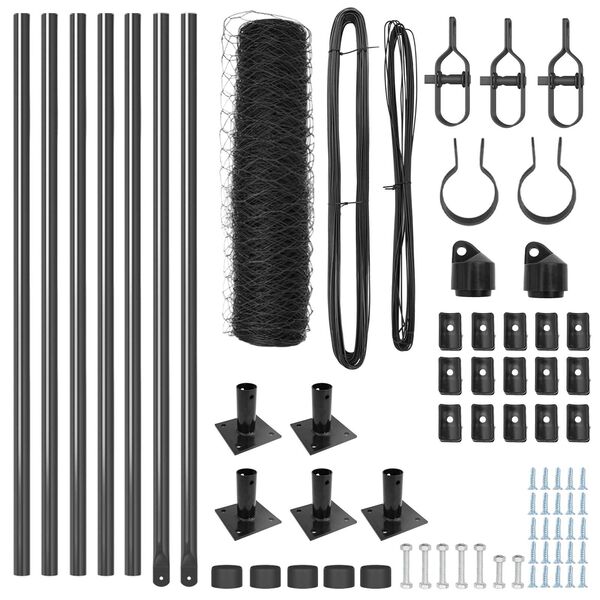 vidaXL Poteau de cl&ocirc;ture. Gris 10 x 0,6 m (maille de 36 mm)