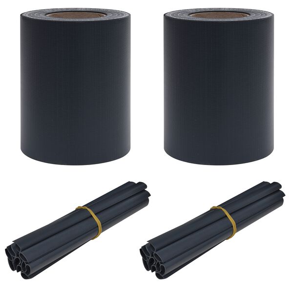 vidaXL Tans de jardin pour l'intimit&eacute; 2 pcs Gris fonc&eacute; 35 x 0,19 m PVC