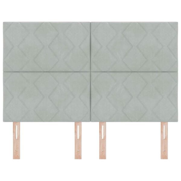 vidaXL T&ecirc;te de lit avec t&ecirc;te de lit Gris clair 144 cm Velours