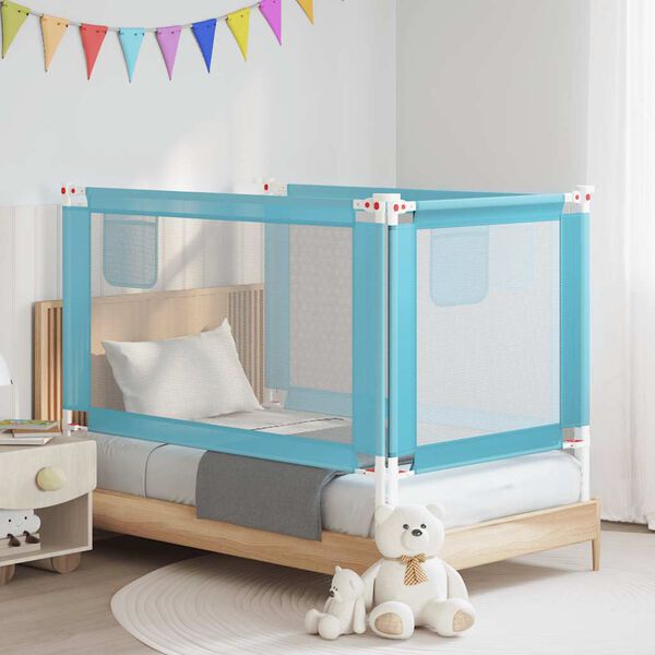 vidaXL Barri&egrave;re de s&eacute;curit&eacute; de lit d'enfant Bleu 140x25 cm Tissu