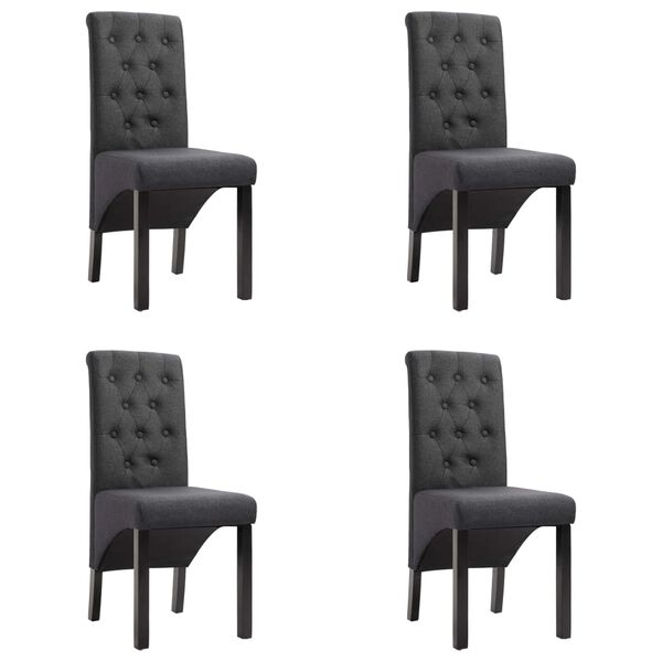 vidaXL Chaises &agrave; manger lot de 4 gris fonc&eacute; tissu