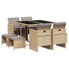 vidaXL Ensemble &agrave; manger de jardin et coussins 9 pcs m&eacute;lange beige