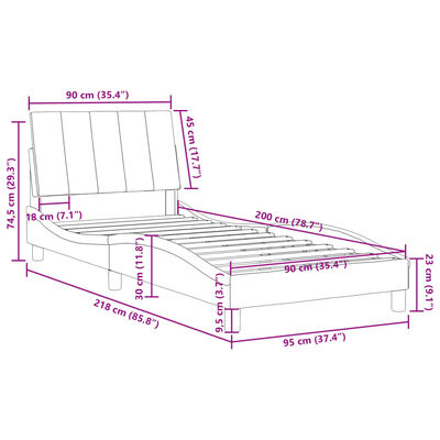 vidaXL Cadre de lit sans matelas noir 90x200 cm velours