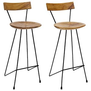vidaXL Tabourets de bar lot de 2 bois de teck massif