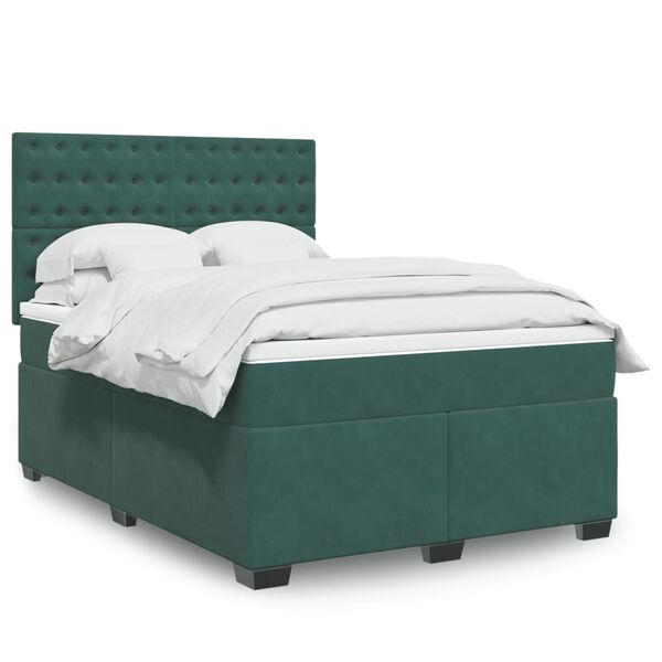 vidaXL Sommier &agrave; lattes de lit et matelas Vert fonc&eacute; 160x200cm Velours