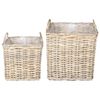 vidaXL Panier de Plante avec stockage 2 pcs Gris Rattan Lacak