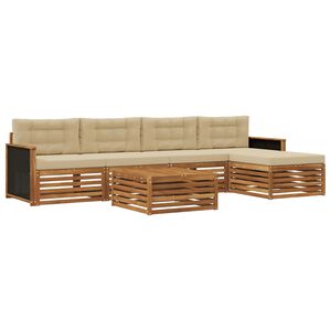 vidaXL Ensemble de canap&eacute;s d'ext&eacute;rieur 6 pc Naturel et Beige Polyester