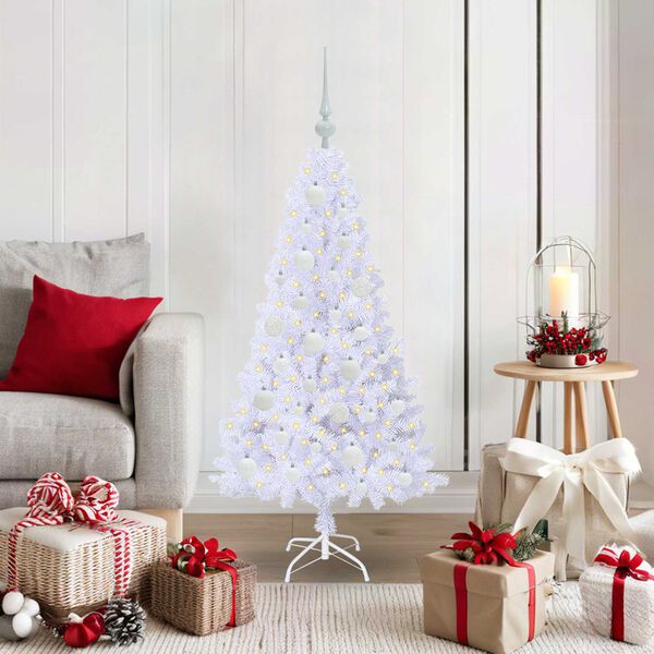 vidaXL Sapin de No&euml;l artificiel avec 150 LED Blanc 120 cm PVC et Acier