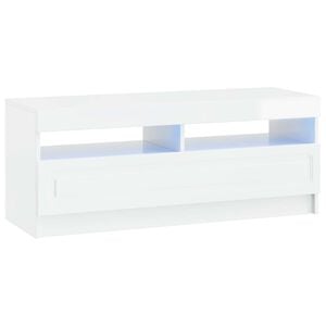 vidaXL Meuble TV LED Blanc brillant Bois d'ing&eacute;nierie