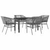 vidaXL Ensemble à manger jardin coussins 5 pcs gris poly rotin verre