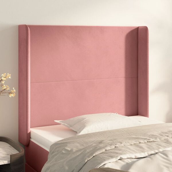 vidaXL T&ecirc;te de lit avec oreilles Rose 83x16x118/128 cm Velours