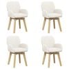 vidaXL Chaises de salle &agrave; manger pivotantes 4 pcs Boucl&eacute; Cr&egrave;me
