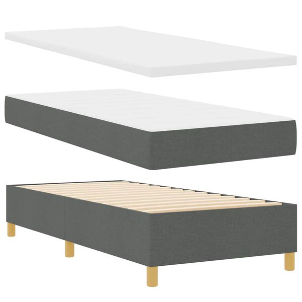 vidaXL Lit &agrave; ressorts avec matelas Gris fonc&eacute; 100 x 200 cm tissu
