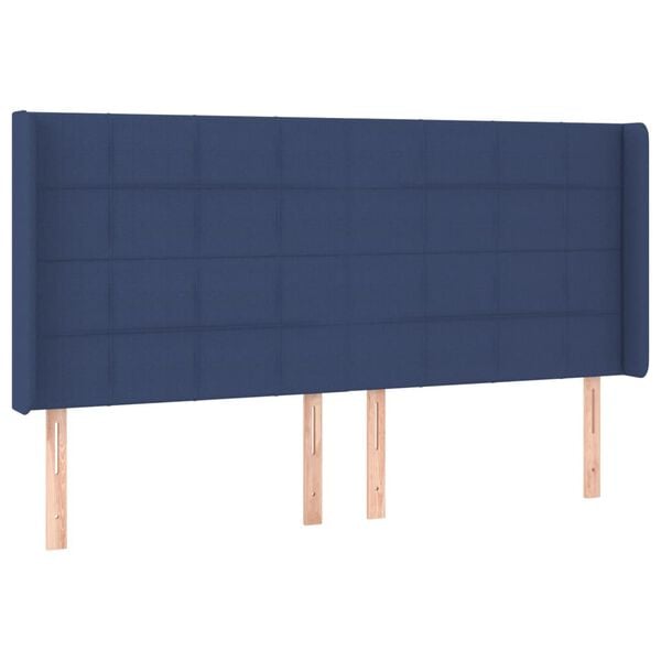 vidaXL T&ecirc;te de lit avec oreilles Bleu 163x16x118/128 cm Tissu