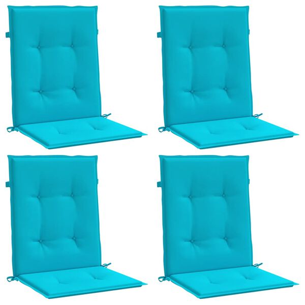 vidaXL Coussins de chaise &agrave; dossier bas lot de 4 turquoise tissu