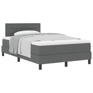 vidaXL Lit &agrave; ressorts avec t&ecirc;te de lit Gris fonc&eacute; 120 x 190 cm tissu