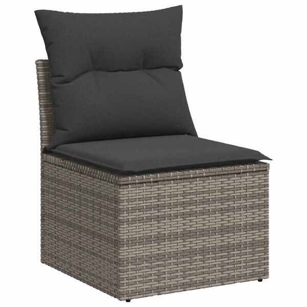 vidaXL Salon de jardin 5 pcs avec coussins gris r&eacute;sine tress&eacute;e