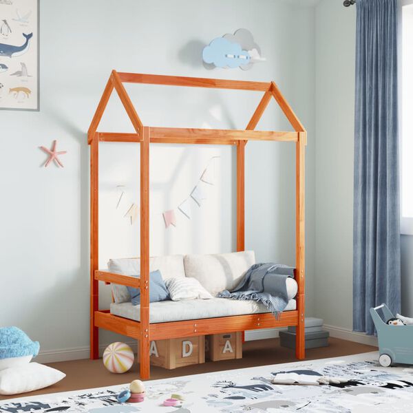 vidaXL Banc avec toit cire marron 117,5x70x176,5 cm bois de pin massif