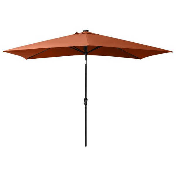 vidaXL Parasol de jardin avec LED et m&acirc;t en acier terre cuite 2x3 m