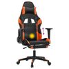 vidaXL Chaise de jeu de massage et repose-pied Noir&Orange Similicuir