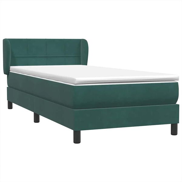vidaXL Sommier &agrave; lattes de lit et matelas vert fonc&eacute; 80x210 cm velours