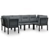 vidaXL Salon de jardin 6 pcs noir et gris r&eacute;sine tress&eacute;e