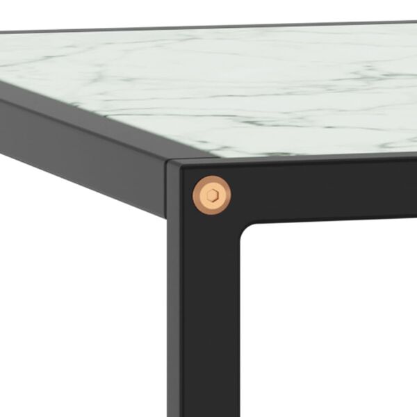 vidaXL Table basse Noir avec verre marbre blanc 60x60x35 cm