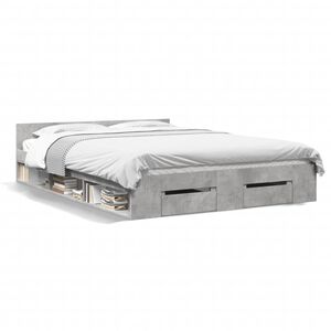 vidaXL Cadre de lit avec tiroirs sans matelas gris b&eacute;ton 150x200 cm