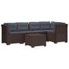 vidaXL Canap&eacute; de Jardin 5 Places avec Coussins Aspect Rotin PP Marron