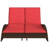 vidaXL Chaise longue avec coussins Marron 114 x 205 x 73 cm R&eacute;sine tress&eacute;e