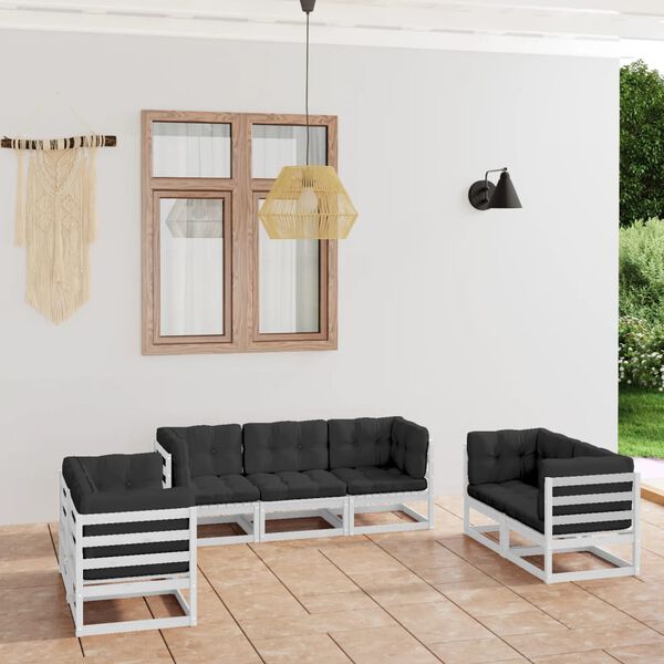 vidaXL Salon de jardin 7 pcs avec coussins Bois de pin massif