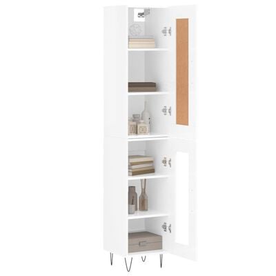 vidaXL Buffet haut Blanc brillant 34,5x34x180 cm Bois d'ingénierie