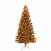 vidaXL Sapin de No&euml;l avec 300 LED avec support Dor&eacute; 240 cm PET