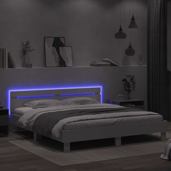 vidaXL Cadre de lit avec LED sans matelas blanc 160x200 cm