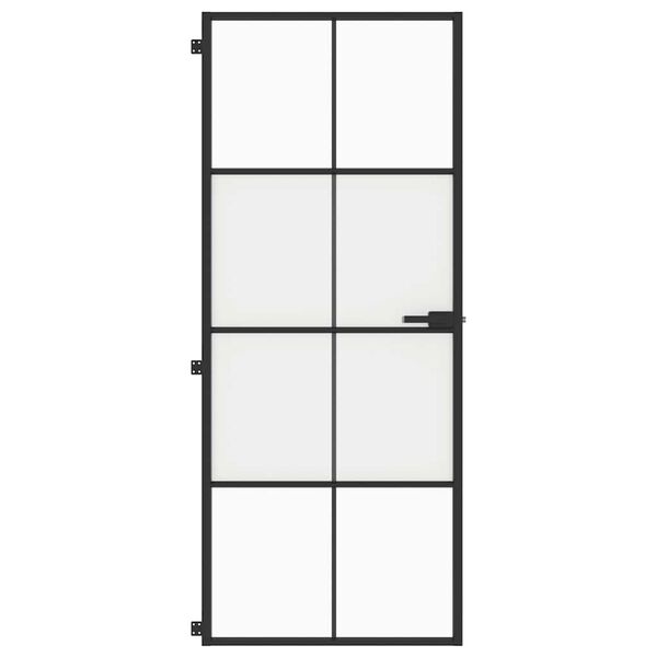 vidaXL Porte int&eacute;rieure mince noir 83x201,5 cm verre tremp&eacute; aluminium
