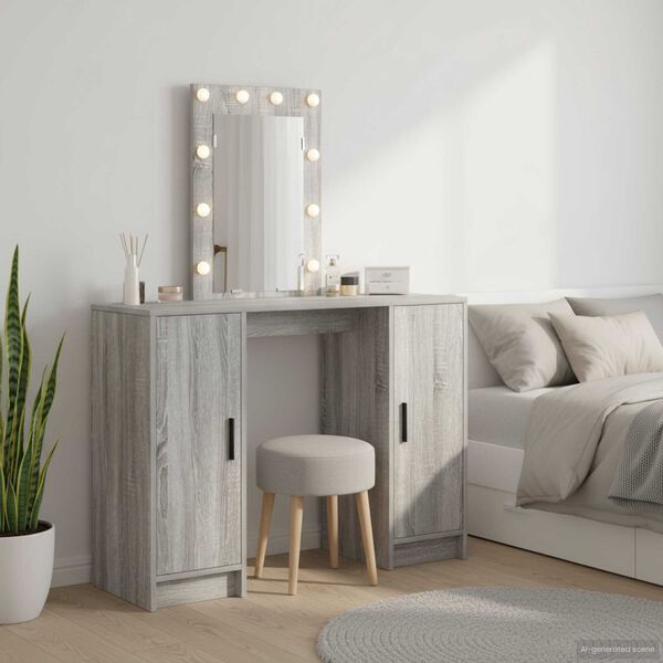 vidaXL Table de Toilette Gris 102 x 33 x 135 cm Bois d'ing&eacute;nierie
