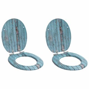 vidaXL Si&egrave;ge de toilette 2 pcs Bleu 44 x 38 cm Panneau MDF