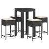 vidaXL Ensemble de bar de jardin 5 pcs avec coussins noir poly rotin