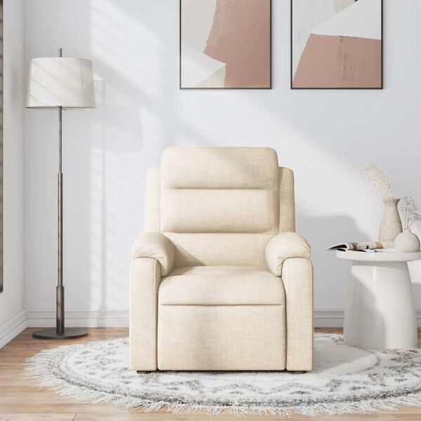 vidaXL Fauteuil de massage inclinable Cr&egrave;me Tissu