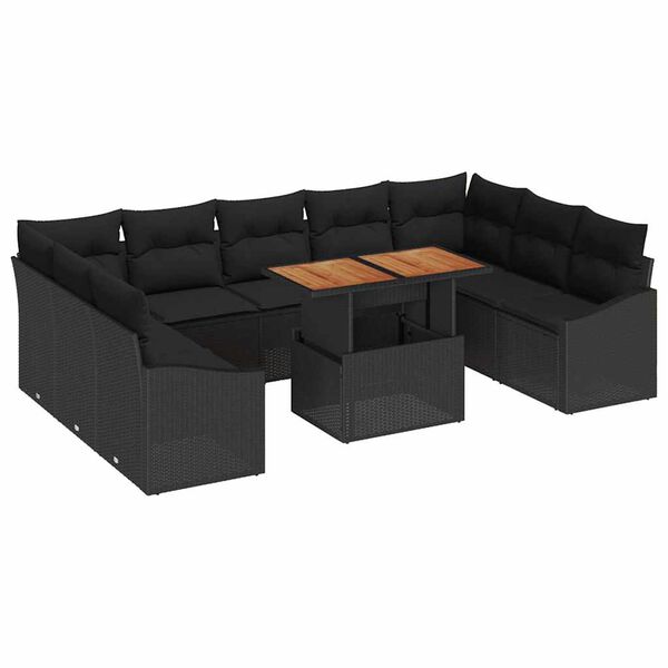 vidaXL Ensemble de salle &agrave; manger pour jardin 10 pcs Noir et Marron