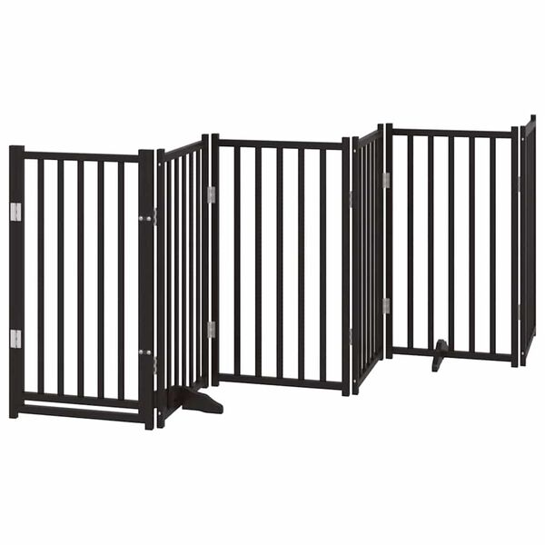 vidaXL Barri&egrave;re pour chien porte pliable 15panneaux noir bois peuplier