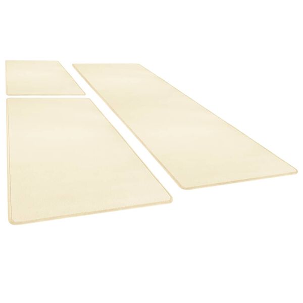 vidaXL Tapis de lit Shaggy Poils longs 3 pcs Cr&egrave;me